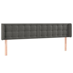 vidaXL Kopfteil mit Ohren Dunkelgrau 203x16x78/88 cm Samt