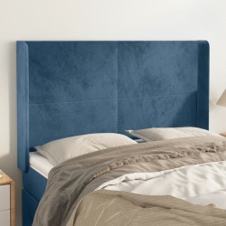 vidaXL Kopfteil mit Ohren Dunkelblau 147x16x118/128 cm Samt