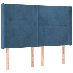 vidaXL Kopfteil mit Ohren Dunkelblau 147x16x118/128 cm Samt
