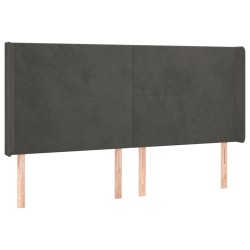 vidaXL Kopfteil mit Ohren Dunkelgrau 183x16x118/128 cm Samt