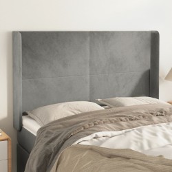 vidaXL Kopfteil mit Ohren Hellgrau 147x16x118/128 cm Samt