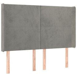 vidaXL Kopfteil mit Ohren Hellgrau 147x16x118/128 cm Samt