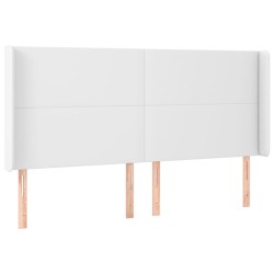 vidaXL Kopfteil mit Ohren Weiß 203x16x118/128 cm Kunstleder