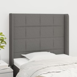 vidaXL Kopfteil mit Ohren Dunkelgrau 103x16x118/128 cm Stoff