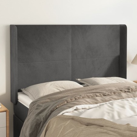vidaXL Kopfteil mit Ohren Dunkelgrau 147x16x118/128 cm Samt