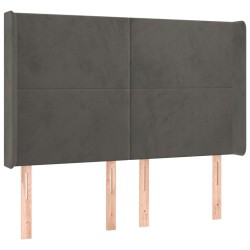 vidaXL Kopfteil mit Ohren Dunkelgrau 147x16x118/128 cm Samt