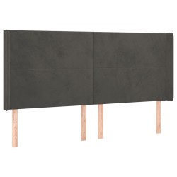 vidaXL Kopfteil mit Ohren Dunkelgrau 203x16x118/128 cm Samt