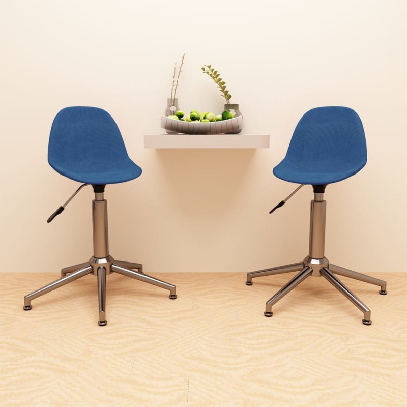 Esszimmerstühle 2 Stk. Drehbar Blau Stoff Esszimmerstühle 2 Stk. Drehbar Blau Stoff