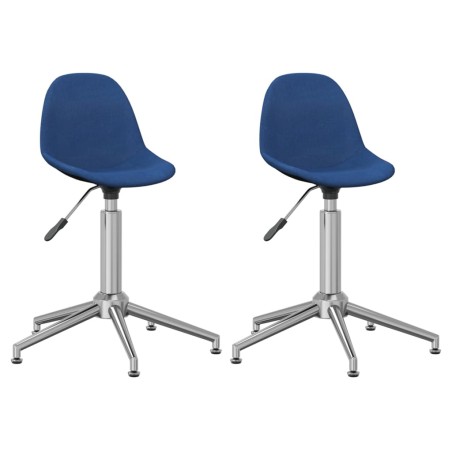 Esszimmerstühle 2 Stk. Drehbar Blau Stoff