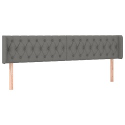 vidaXL Kopfteil mit Ohren Dunkelgrau 203x16x78/88 cm Stoff