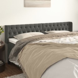 vidaXL Kopfteil mit Ohren Dunkelgrau 183x16x78/88 cm Samt