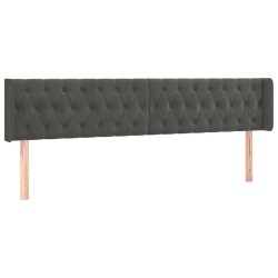 vidaXL Kopfteil mit Ohren Dunkelgrau 183x16x78/88 cm Samt