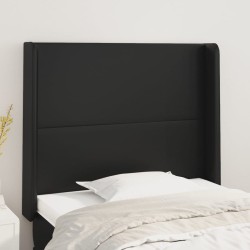 vidaXL Kopfteil mit Ohren Schwarz 103x16x118/128 cm Kunstleder