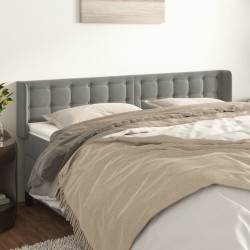 vidaXL Kopfteil mit Ohren Hellgrau 183x16x78/88 cm Samt