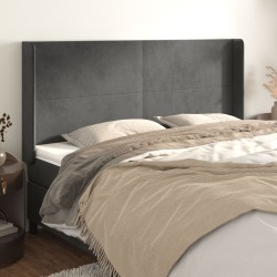 vidaXL Kopfteil mit Ohren Dunkelgrau 163x16x118/128 cm Samt