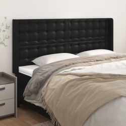 vidaXL Kopfteil mit Ohren Schwarz 203x16x118/128 cm Kunstleder