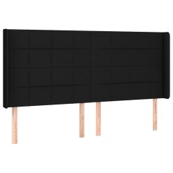 vidaXL Kopfteil mit Ohren Schwarz 203x16x118/128 cm Stoff