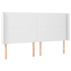 vidaXL Kopfteil mit Ohren Weiß 183x16x118/128 cm Kunstleder