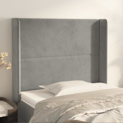 vidaXL Kopfteil mit Ohren Hellgrau 103x16x118/128 cm Samt