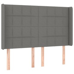 vidaXL Kopfteil mit Ohren Dunkelgrau 147x16x118/128 cm Stoff