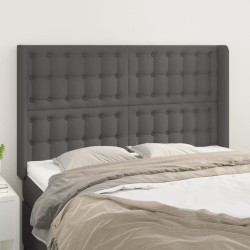 vidaXL Kopfteil mit Ohren Grau 147x16x118/128 cm Kunstleder