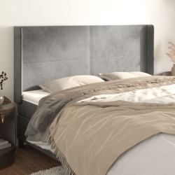 vidaXL Kopfteil mit Ohren Hellgrau 163x16x118/128 cm Samt