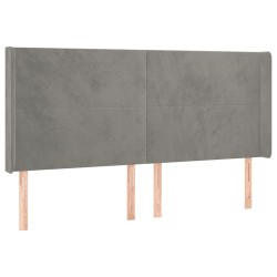 vidaXL Kopfteil mit Ohren Hellgrau 163x16x118/128 cm Samt