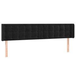 vidaXL Kopfteil mit Ohren Schwarz 203x16x78/88 cm Samt