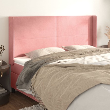 vidaXL Kopfteil mit Ohren Rosa 203x16x118/128 cm Samt