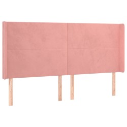 vidaXL Kopfteil mit Ohren Rosa 203x16x118/128 cm Samt