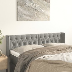 vidaXL Kopfteil mit Ohren Hellgrau 163x16x78/88 cm Samt