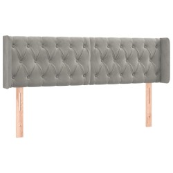 vidaXL Kopfteil mit Ohren Hellgrau 163x16x78/88 cm Samt