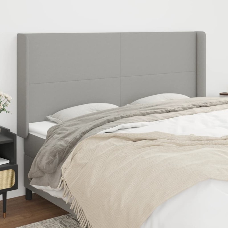 vidaXL Kopfteil mit Ohren Hellgrau 183x16x118/128 cm Stoff