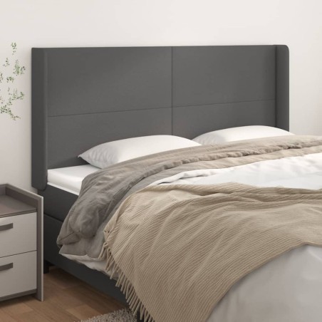 vidaXL Kopfteil mit Ohren Grau 183x16x118/128 cm Kunstleder