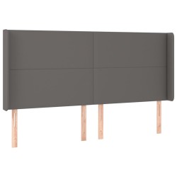 vidaXL Kopfteil mit Ohren Grau 183x16x118/128 cm Kunstleder