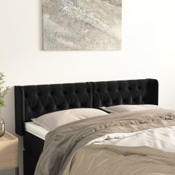vidaXL Kopfteil mit Ohren Schwarz 147x16x78/88 cm Samt