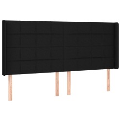 vidaXL Kopfteil mit Ohren Schwarz 163x16x118/128 cm Stoff 