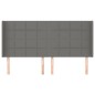 vidaXL Kopfteil mit Ohren Dunkelgrau 203x16x118/128 cm Stoff