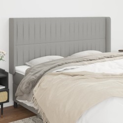 vidaXL Kopfteil mit Ohren Hellgrau 183x16x118/128 cm Stoff