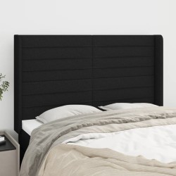 vidaXL Kopfteil mit Ohren Schwarz 147x16x118/128 cm Stoff