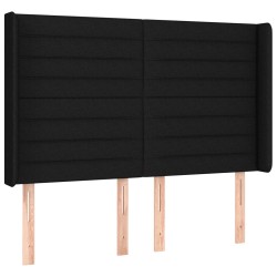 vidaXL Kopfteil mit Ohren Schwarz 147x16x118/128 cm Stoff