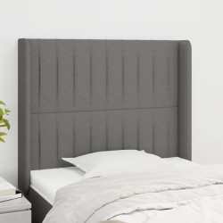 vidaXL Kopfteil mit Ohren Dunkelgrau 93x16x118/128 cm Stoff