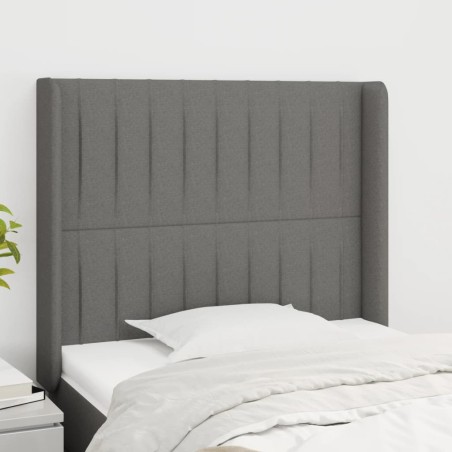 vidaXL Kopfteil mit Ohren Dunkelgrau 93x16x118/128 cm Stoff
