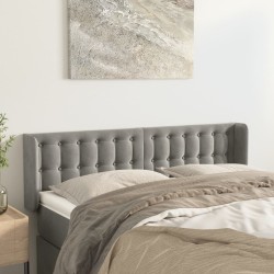 vidaXL Kopfteil mit Ohren Hellgrau 147x16x78/88 cm Samt