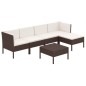 vidaXL 6-tlg. Garten-Lounge-Set mit Auflagen Poly Rattan Braun vidaXL 6-tlg. Garten-Lounge-Set mit Auflagen Poly Rattan Braun