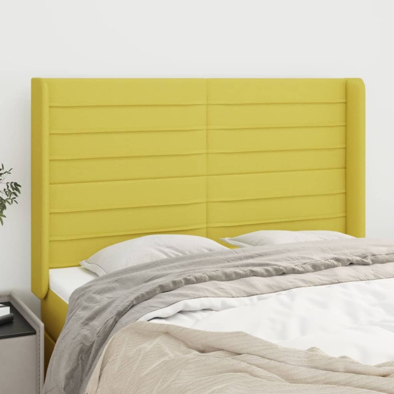 vidaXL Kopfteil mit Ohren Grün 147x16x118/128 cm Stoff