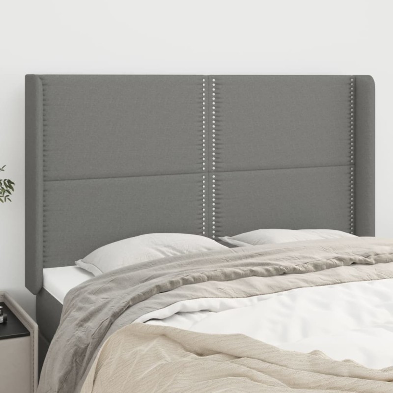 vidaXL Kopfteil mit Ohren Dunkelgrau 147x16x118/128 cm Stoff vidaXL Kopfteil mit Ohren Dunkelgrau 147x16x118/128 cm Stoff