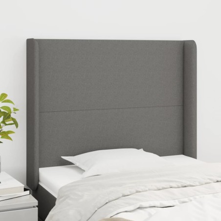 vidaXL Kopfteil mit Ohren Dunkelgrau 93x16x118/128 cm Stoff