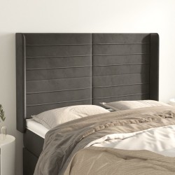 vidaXL Kopfteil mit Ohren Dunkelgrau 147x16x118/128 cm Samt