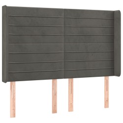 vidaXL Kopfteil mit Ohren Dunkelgrau 147x16x118/128 cm Samt